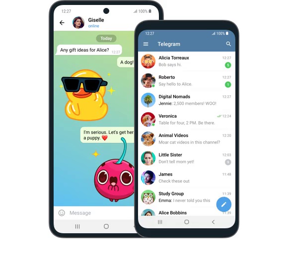 Telegram 纸飞机 Android 手机端聊天界面